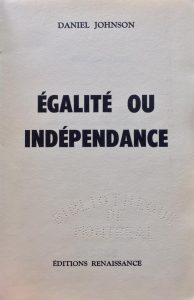 Couverture du livre "Égalité ou indépendance".